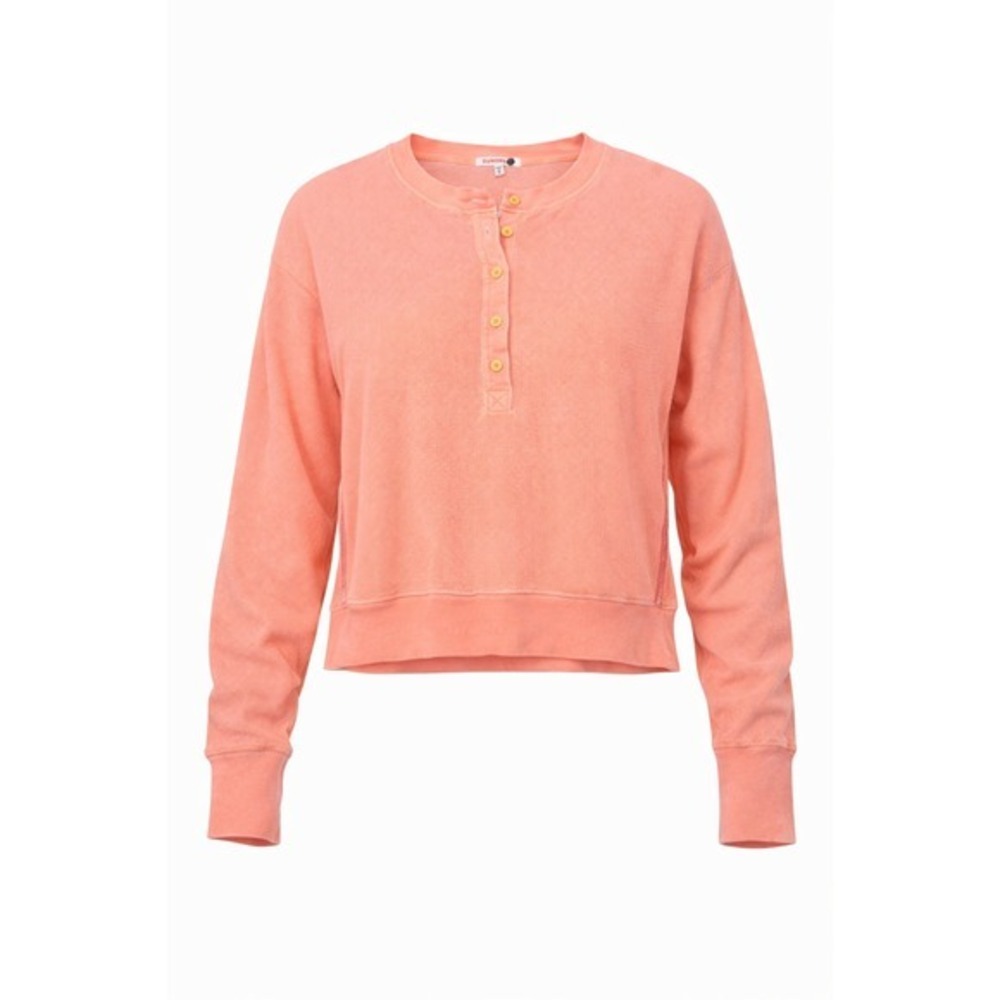 SUNDRY Waffle Knit Henley Long Sleeve‎ Top Coral Pink Size 0